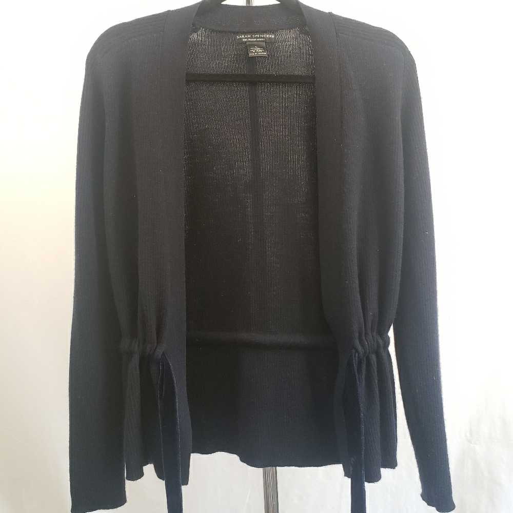Sarah Spencer 100% Wool Cardigan - Navy Blue